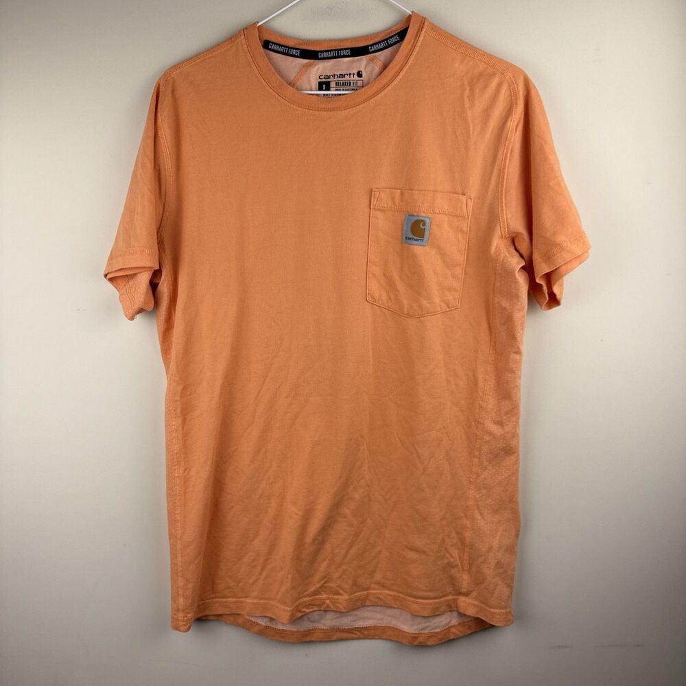 Carhartt Force Relaxed Fit Pocket T-Shirt Men Orange Performance Workwear Size S